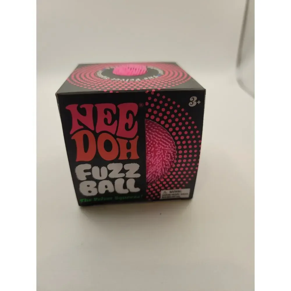 Needoh FUZZ BALL Flower Power Nee Doh Squish Stress Ball NEE-DOH Fuzzball Pink